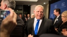 Doug Ford leaves a press conference after being named as the newly elected leader of the Ontario Progressive Conservatives at the delayed Ontario PC Leadership announcement in Markham, Ont., on Saturday, March 10, 2018. THE CANADIAN PRESS/Chris Young