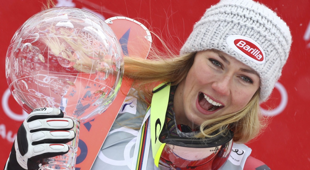 Mikaela Shiffrin and the women's World Cup trophy