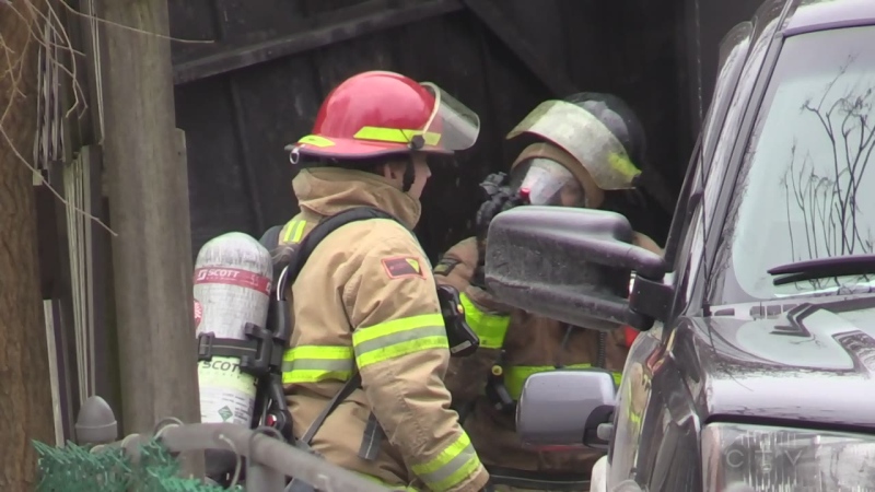 Ontario Street garage fire in London Ont. on March 11, 2018. (CTV London)