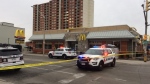 The McDonalds on Wyandotte and Goyeau is on lockdown and the street around it is taped off on Wednesday, March 21, 2018. 
(Michelle Maluske / CTV Windsor) 