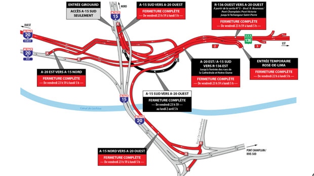 Turcot closures March 23 to 26