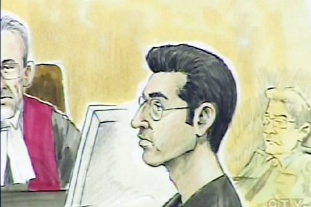 An artist's rendition of Francis Proulx during the trial. 