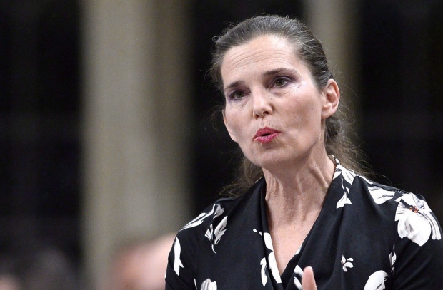Minister of Science, Sport and Persons with Disabilities Kirsty Duncan rises during Question Period in the House of Commons on Parliament Hill in Ottawa on Monday, Feb. 26, 2018. (THE CANADIAN )PRESS/Justin Tang