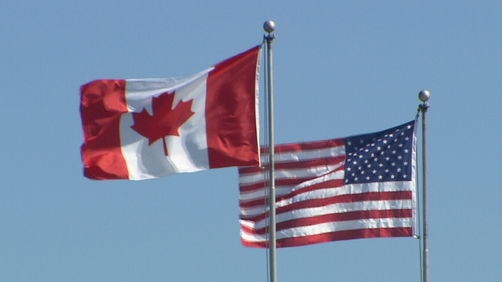 Canada US flags 