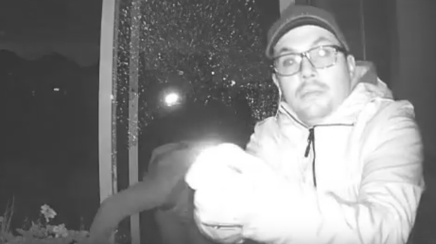 A suspect in a March 10 break-in in Mississauga is seen in a surveillance camera image. (PRP)