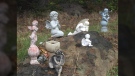 Pictures posted to Facebook show small statuettes of angels had been set up as well as several crosses. The statues were apparently stolen, Yannick Aubin says. April 16, 2018. (Facebook)