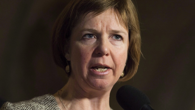 B.C. Mental Health and Addictions Minister Sheila Malcolmson speaks with the media in Ottawa on Thursday, November 30, 2017. (THE CANADIAN PRESS/Adrian Wyld)