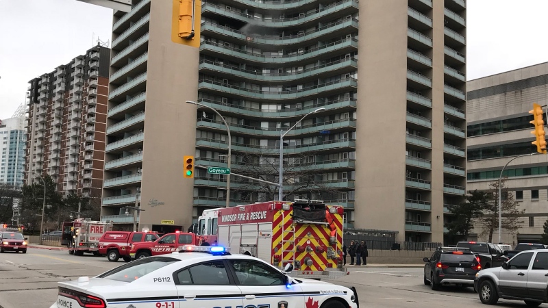 Windsor firefighters called to fire on the 12th floor of the building at 111 Riverside Drive on Tuesday, April 17, 2018. (Angelo Aversa / CTV Windsor)
