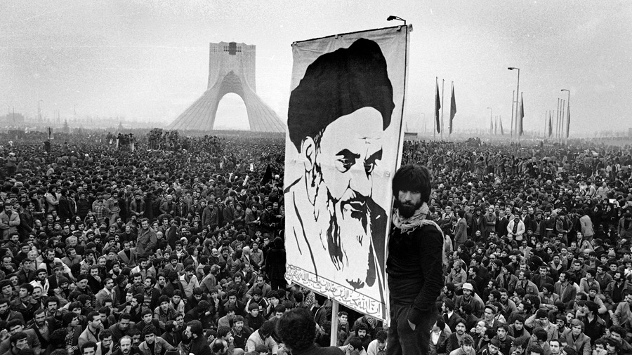 1978 photo of exiled leader Ayatollah Khomeini