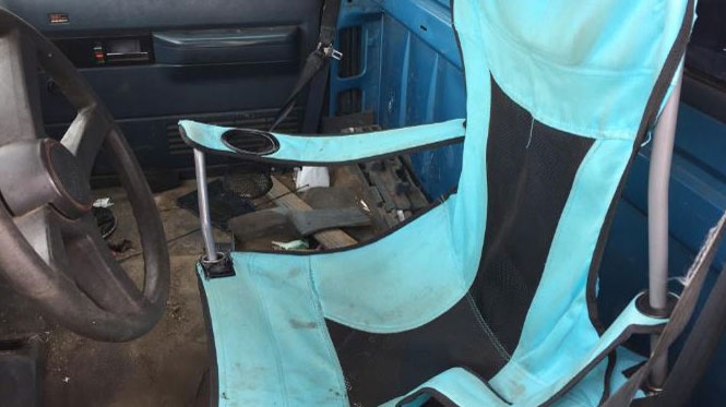 Lawn chair in truck
