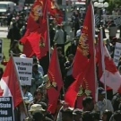 Protesters carried both Tamil Tiger and Canadian flags at a rally on Parliament Hill, Wednesday, June 3, 2009.
