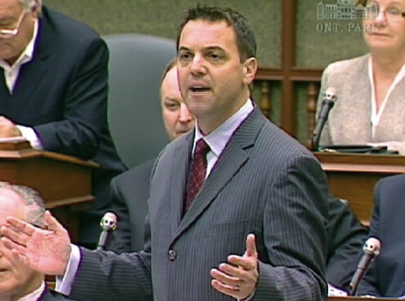 PC Finance Critic Tim Hudak talks about the eHealth Ontario expenditures in the Ontario legislature on June 3, 2009.