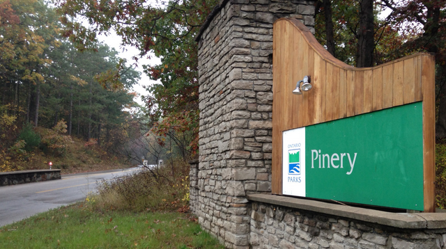 The entrance to Pinery Provincial Park near Grand Bend, Ont., is seen on Monday, Oct. 20, 2014. (Chuck Dickson / CTV London)