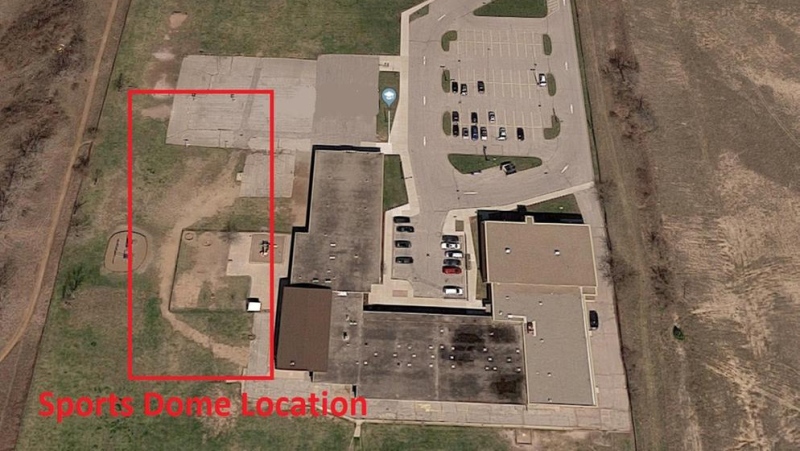 The proposed location of the new sports dome at the former Queen of Peace Catholic School in Leamington. (Courtesy Google Maps)