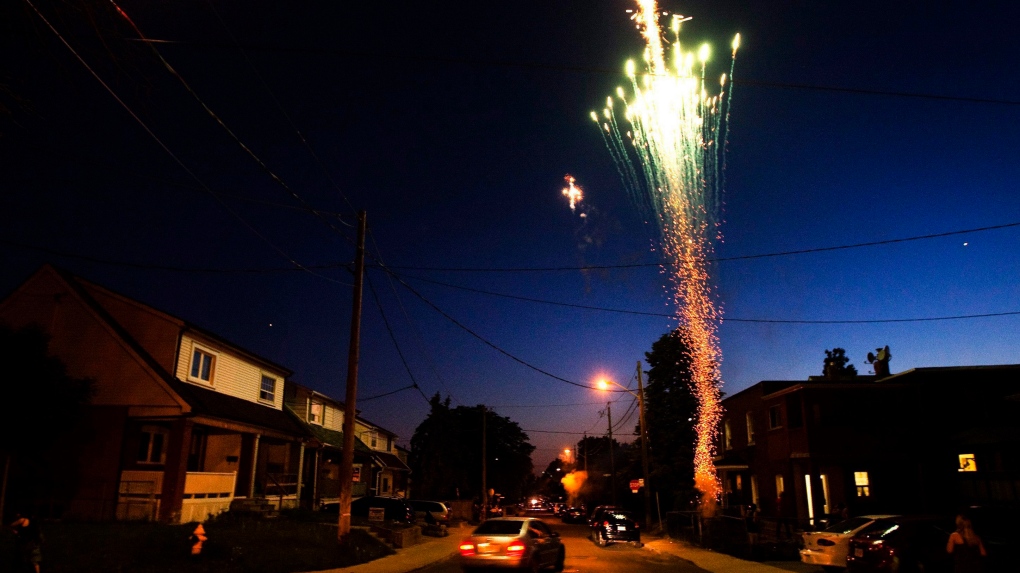 Fireworks in street