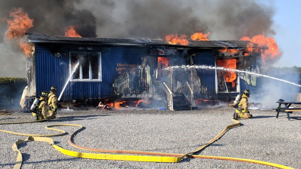 Firefighters battle trailer fire in Manotick