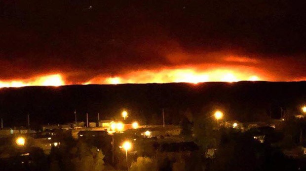 The fire as seen from Little Grand Rapids. 