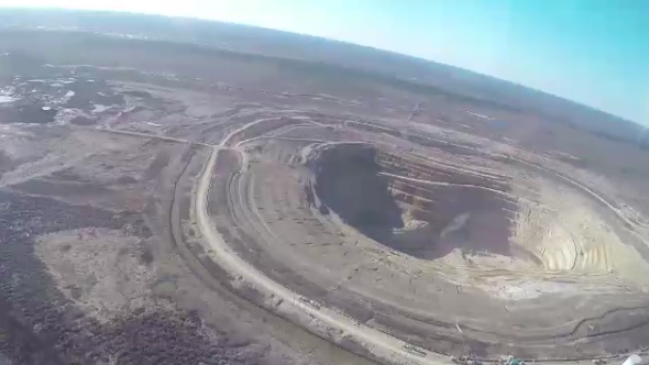 Overhead view of De Beers Victor Mine
