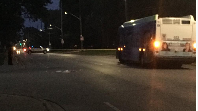 Windsor Police investigate after a four-year-old girl was hit by a Transit Windsor bus May 26, 2018 (Photo by AM800's Gord Bacon)
