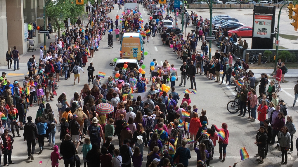 Winnipeg Pride Parade crowd