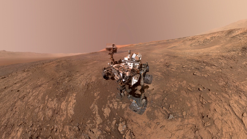 This composite image made from a series of Jan. 23, 2018 photos shows a self-portrait of NASA's Curiosity Mars rover on Vera Rubin Ridge. (NASA/JPL-Caltech/MSSS)
