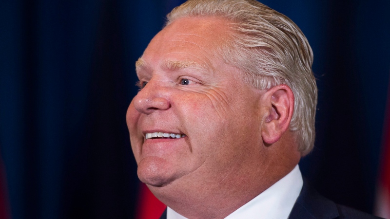 Ontario premier-elect Doug Ford speaks to the media after winning the Ontario Provincial election in Toronto, on Friday, June 8, 2018. THE CANADIAN PRESS/Nathan Denette