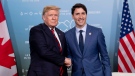 Canada's Prime Minister Justin Trudeau meets with U.S. President Donald Trump at the G7 leaders summit in La Malbaie, Que., on Friday, June 8, 2018. (THE CANADIAN PRESS/Justin Tang)