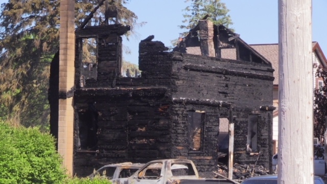 A house on 5th Avenue Southwest in Chesley was destroyed by fire on Monday, June 11, 2018. (Scott Miller / CTV London)