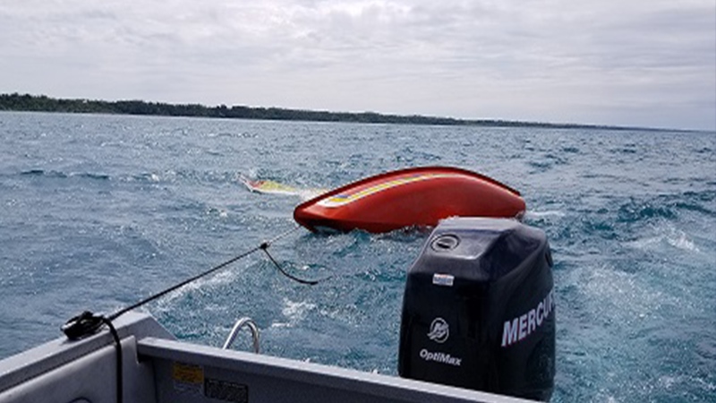 Capsized sailboat on Lake Huron on June 10, 2018 (Supplied)
