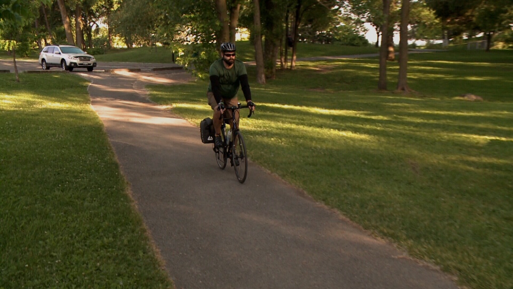 Cyclist Patrick Pearce begins his morning commute