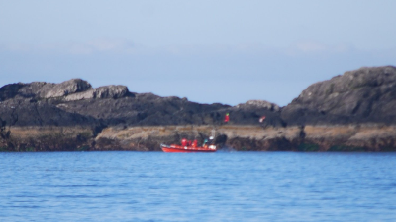 A rescue craft searches the water off Chesterman Beach in Tofino, B.C. (Twitter/@MerlinYYC)