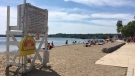 Dozens of families flock to Centennial Beach in Barrie to try and beat the heat on Sunday. (CTV Barrie/Sean Grech)
