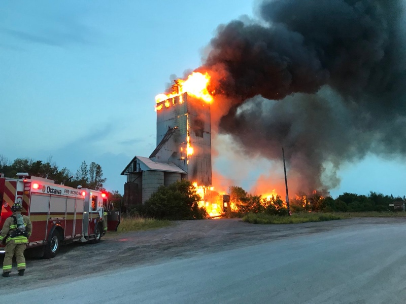 Firefighters battle a fire in an abandoned silo on Ashton Station Road June 18, 2018. (Photo: Todd Horricks @District8Chief / Twitter)