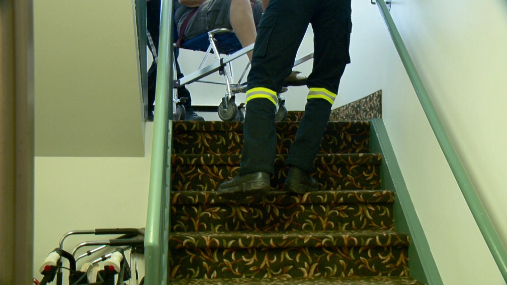 Resident carried up stairs at Thorncliffe Place.