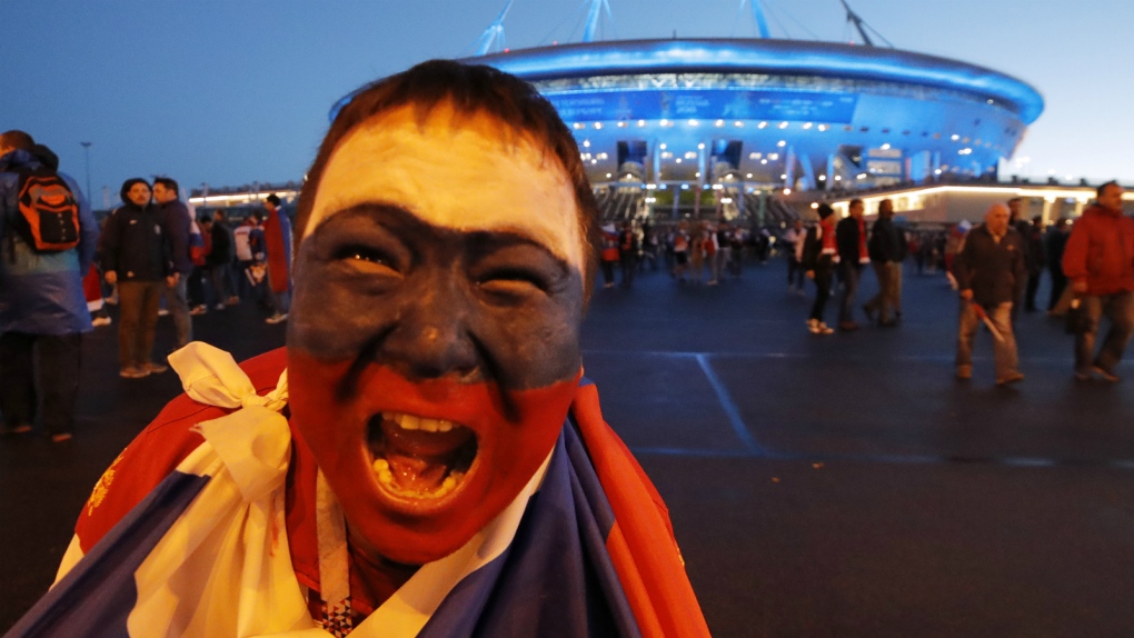 Russian fans celebrate win over Egypt