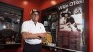 Willie O'Ree, known best for being the first black player in the National Hockey League, is shown in Willie O'Ree Place in Fredericton, N.B., on June 22, 2017. THE CANADIAN PRESS/Stephen MacGillivray