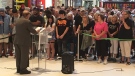 Officials hold a ribbon cutting ceremony to open the new food court at Devonshire Mall in Windsor, Ont., on Wednesday, June 27, 2018. (Chris Campbell / CTV Windsor) 