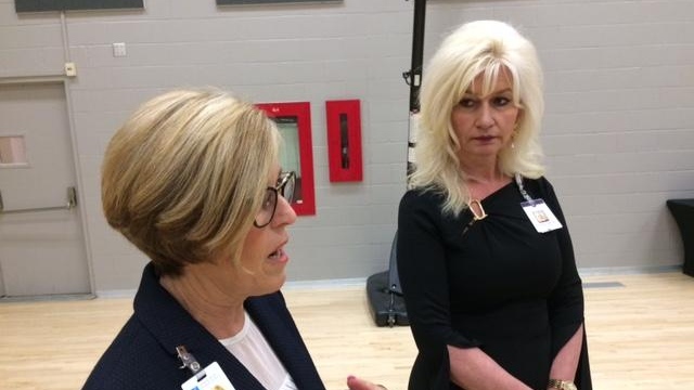 CMHA Windsor-Essex CEO Claudia den Boer (left) and Dr. Sonja Grbevski discuss the results of a mental health roundtable discussion on June 27, 2018 ( Rob Hindi / AM800 )