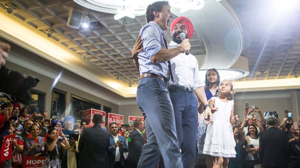 Trudeau with Liberal MP Navdeep Bains 