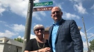 A stretch of Drouillard Road where Marina Clemens has been a huge change agent for over the past four decades now bears her name in Windsor, Ont., Thursday, June 28, 2018. (Rich Garton / CTV Windsor)