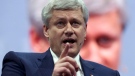 Former prime minister of Canada Stephen Harper speaks at the 2017 American Israel Public Affairs Committee (AIPAC) policy conference in Washington in this file image from March 26, 2017. (THE CANADIAN PRESS/AP, Jose Luis Magana)