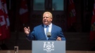 Premier Doug Ford addresses the public after being sworn in as the 26th Premier of Ontario at Queen's Park in Toronto on Friday, June 29, 2018. THE CANADIAN PRESS/Tijana Martin