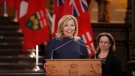 Deputy Minister and Health Minister Christine Elliott speaks during a swearing-in ceremony at Queen's Park in Toronto on Friday, June 29, 2018. THE CANADIAN PRESS/Mark Blinch