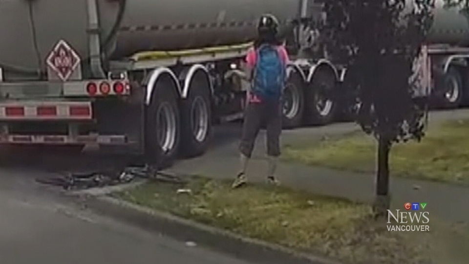 bike crushed by tanker truck 