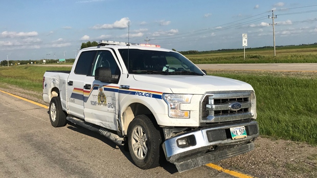 RCMP supplied photo of damage to police truck. 