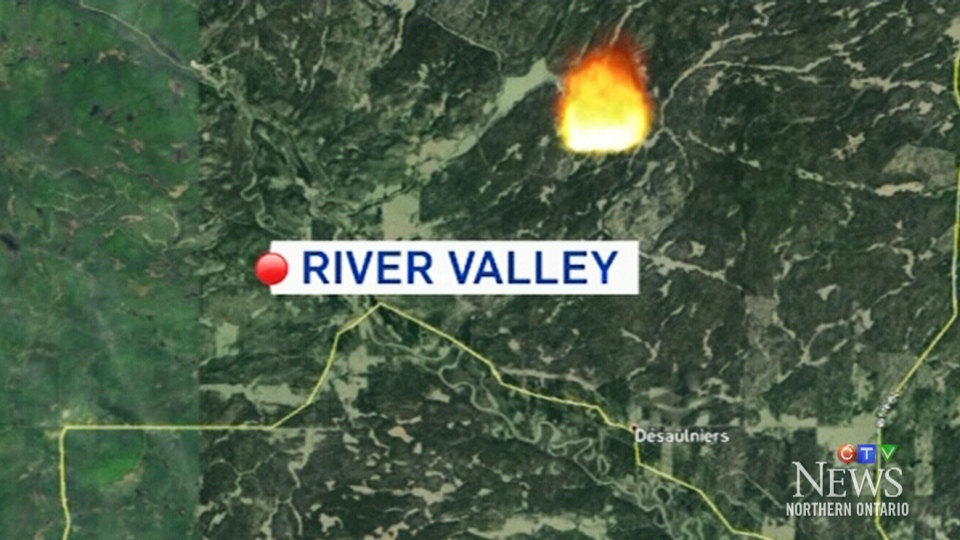 Cluster of fires north of River Valley