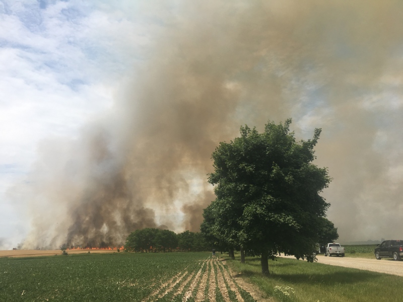 Dry weather conditions spark field fire in South Huron County 
