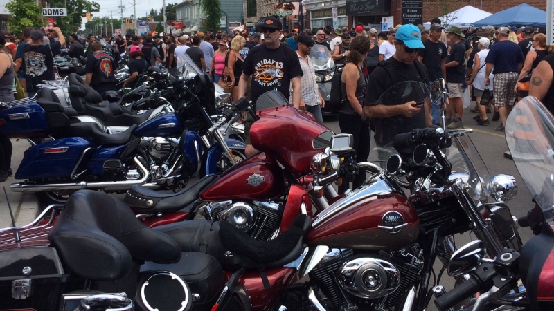 Thousands of bikers convened in Port Dover, Ont. on Friday, July 13th, 2018 for the 'Friday the 13th' Biker rally. (Jim Holmes/CTV News)