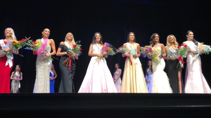 The eight finalists selected by a panel of judges at the Miss Universe Canada Western Ontario Pageant in Windsor, Ont., on Saturday, July 21, 2018. (CTV Windsor)