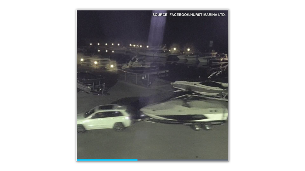 Surveillance video captures  boat being stolen.